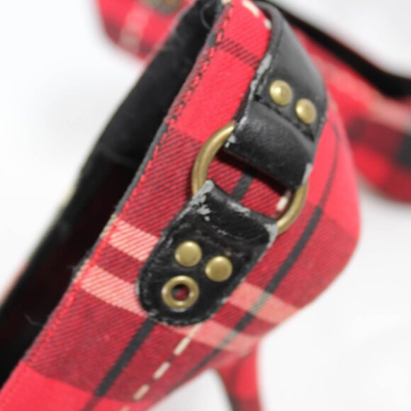 Vintage Y2K Pointed Toe High Heels Red Tartan Plaid Size 7 1/2 Punk & Emo Goth - Picture 7 of 15